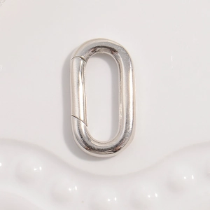 Polished silver oval spring buckle fastener for DIY jewelry and necklaces