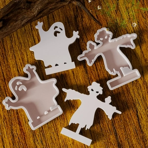 Ghost and scarecrow Halloween silicone molds for DIY candle holders and resin crafts