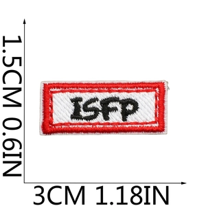 Détail d'un écusson brodé ISFP avec mesures précises en centimètres et en pouces
