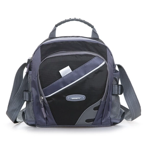 Versatile hiking water bottle bag in grey nylon with adjustable shoulder strap and pockets