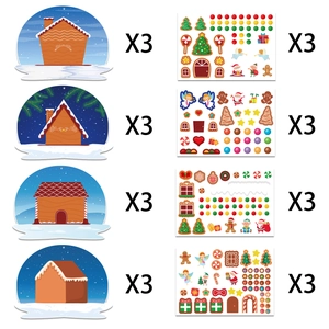 Kids Christmas Gingerbread House DIY Sticker Set with 24 pieces of festive decorations