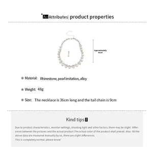 Detailed chart showing 45cm diamond necklace length and faux pearl earring specifications
