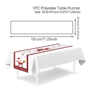 Detailed size chart of Christmas table runner with Santa Claus and Reindeer designs