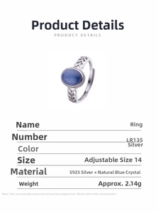 Macro detail of S925 sterling silver ring with natural kyanite and braided texture
