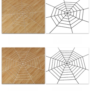 Detail of Halloween spider web decorations in black and white styles with round tiers