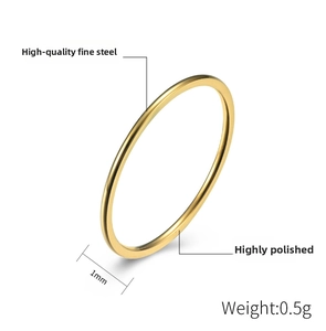 Macro detail of 1mm fine steel gold ring with high polished finish and specifications