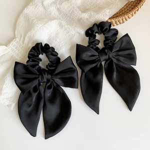 Large Bow Scrunchies Satin Satin Hair Ties With Long Streamers Elegant Hair Accessories For Women