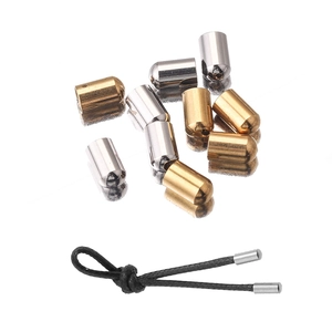 Detail of stainless steel cord ends in gold and silver finish for DIY jewelry making