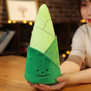 Bamboo shoot plush toy pillow with a cute smiling face for kids home decoration