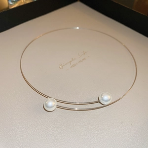 Choker Künstliche Perle Minimaliste Collier Ouvert Alliage Künstliche Perle Simulée Blanche Géométrique Simple Élégant Bijoux De Mode Pour Femmes