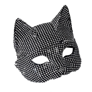 Sparkling rhinestone catwoman mask with cat ears for Halloween and cosplay parties