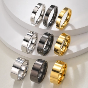 Minimalist Band Ring Stainless Steel High Polished Mirror Finish Smooth Surface Fashion Jewelry For Unisex Couples