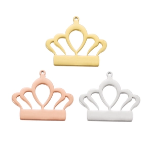 Polished crown charms in gold, silver, and rose gold finishes for DIY necklace making