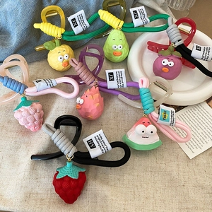 Cute cartoon fruit hair claws featuring strawberry, avocado, and watermelon designs