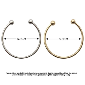 Detailed view of 5.9cm adjustable C-shaped bangle bracelets in gold and silver finish