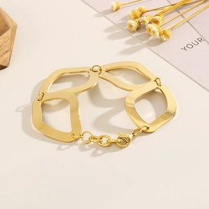 Chic gold geometric link bracelet for women with adjustable chain and lobster clasp