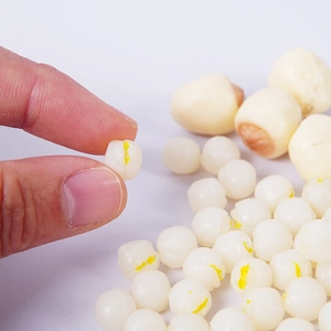 Miniature PVC lotus seeds and red dates for DIY dollhouse dessert and craft projects