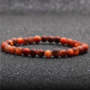 Natural sun tiger eye beaded bracelet for women with round reddish brown stone beads