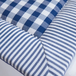 Chinese style blue and white linen patchwork seat cushion with durable fixing straps
