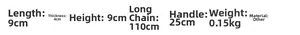 Size specifications for the mini heart evening bag with chain and handle measurements