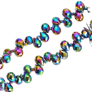 Rainbow AB coated faceted teardrop glass beads for DIY jewelry making accessories