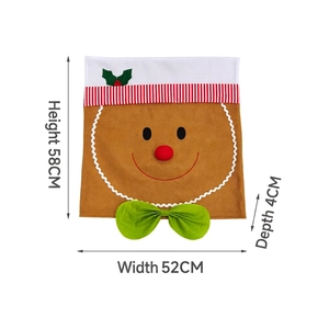 Christmas gingerbread man chair cover with red bow and stripe details, 52x58 cm