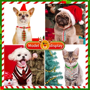 Adjustable Christmas pet neckties with festive plaid and snowflake patterns for cats and dogs