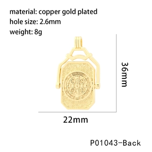 Detailed view of Saint Benedict medal pendant with 22mm x 36mm size specifications