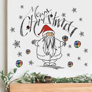 Christmas Wall Stickers Santa Claus Snowflake Lollipop Removable PVC Decals Home Decor Merry Christmas