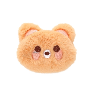 Cute brown plush bear brooch accessory with detailed soft fur and embroidery
