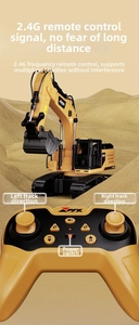Close-up of 2.4G remote controller for kids excavator with dual joystick control