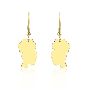 Creative vintage African woman silhouette drop earrings in polished gold stainless steel