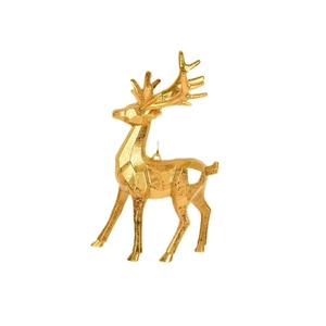 Golden geometric reindeer Christmas ornament with artistic metallic polygon design for tree