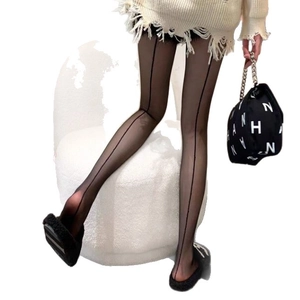Sheer black back seam tights with high elasticity and slimming pantyhose design for women