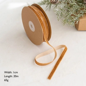 Ruban en velours marron 1cm de large pour emballage cadeau de Noël et DIY