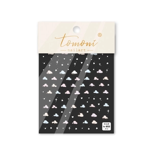 Detail of white clouds and stars nail art stickers with ultra-thin adhesive backing