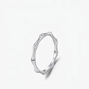 Bamboo Joint Ring 925 Sterling Silver Minimalist Dainty Polished Finger Jewelry For Women