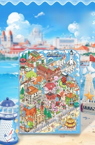 3D Qingdao landmark miniature architectural stickers for DIY scrapbooking and crafts