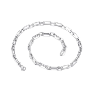 Unisex chunky silver geometric square link chain necklace in durable stainless steel