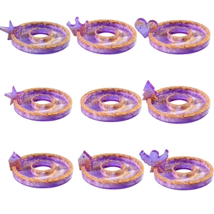 Detailed collection of nine purple marble resin trinket dishes with gold foil edges