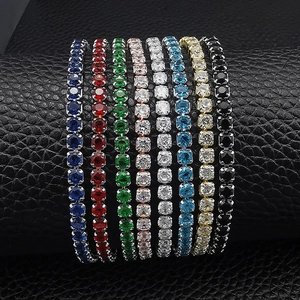 Classic tennis bracelets with multi-colored zirconia stones set in a vertical row
