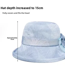 Detail of 15cm deep sun hat with mesh floral pattern for full head coverage
