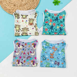 Breathable cotton pet vest collection featuring various cartoon bear and unicorn prints