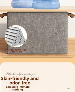 Detail of folding storage box with reinforced steel frame and skin-friendly fabric