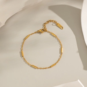 Bracciale a catena minimalista in acciaio inossidabile placcato oro 18K con barre