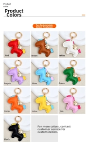 Detailed grid showing ten colorful leather pony bag charms with gold money bag pendants