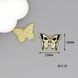 Detail showing skull butterfly charm dimensions 18mm by 25mm for DIY jewelry making
