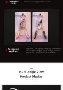 Eyelash curler with built-in comb and ergonomic pink spring handle in card packaging