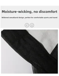 Macro detail of the wide sweatband design with moisture-wicking breathable fabric