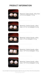 Detailed size and weight chart for gold plated cotton pearl geometric earrings styles